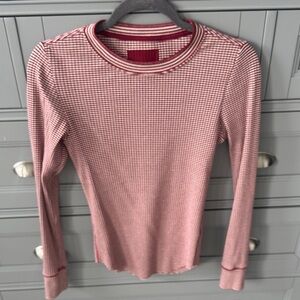 aerie Long-Sleeve Ribbed Top in Rose Stripe